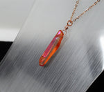 Rose Gold Orange Aura Necklace - Rose Gold Plated Chain - Choose Length