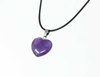 Genuine Amethyst Heart Necklace. Natural Amethyst Black Cord Necklace. Adjustable. Wish Knots.